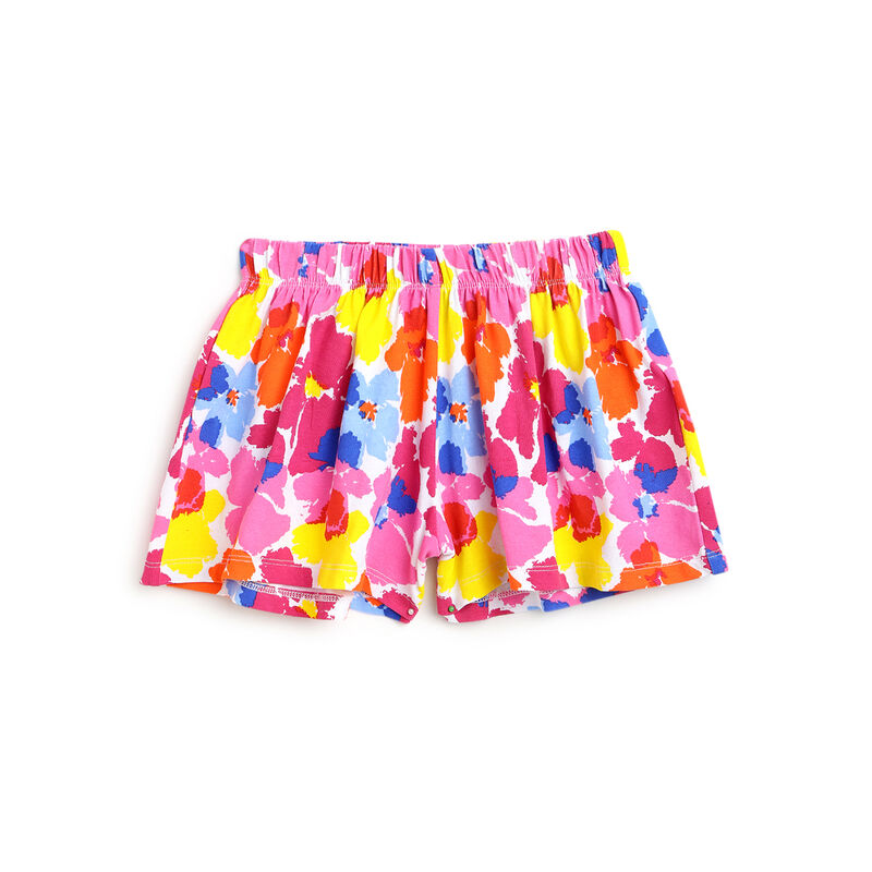 Girls White Printed Outfit with Short Pants image number 2